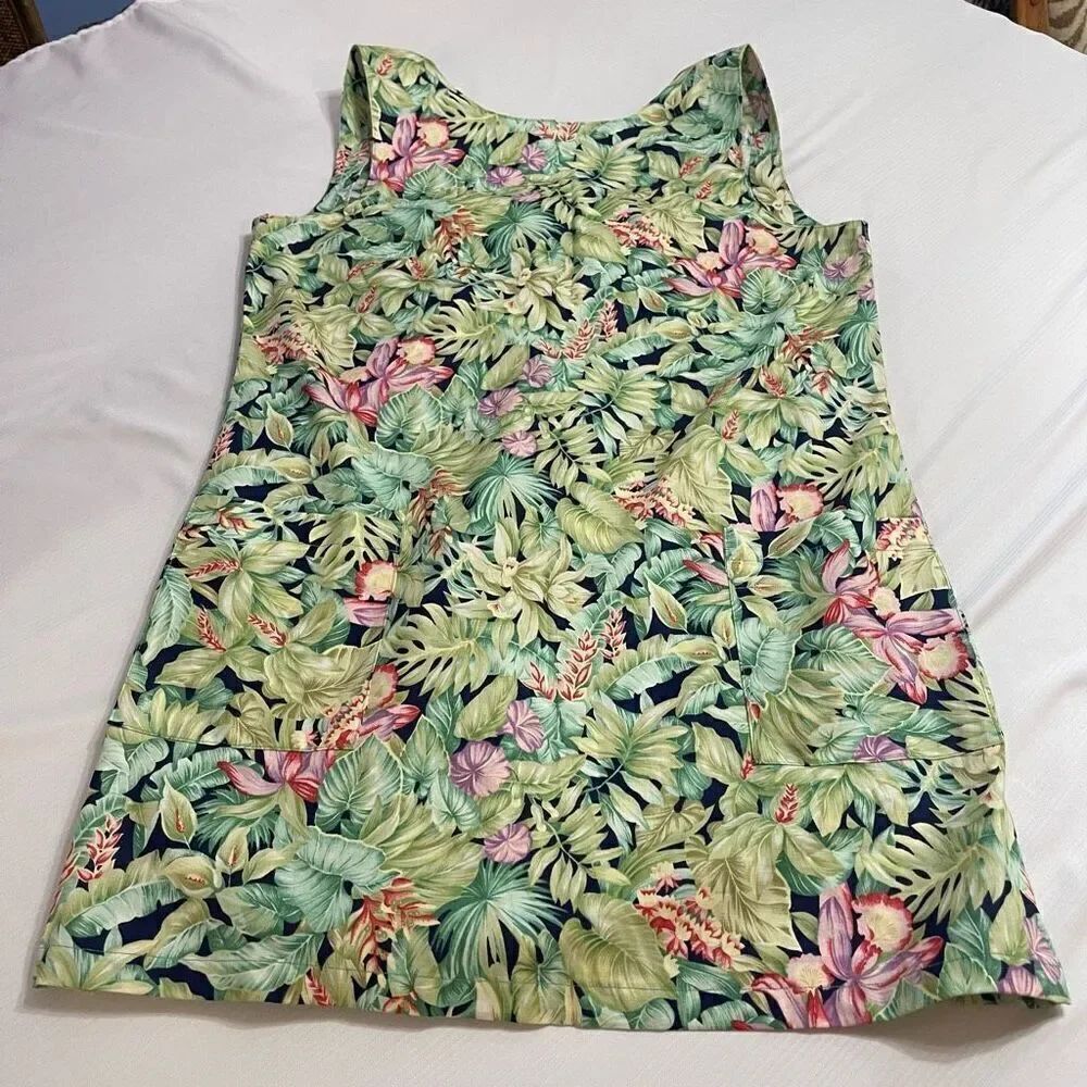 Tropi Couture Suzanne Pepper Key West Palm Floral Hawaiian VTG Dress Size Large